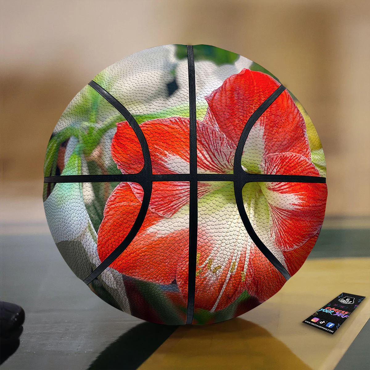 Amaryllis White And Red Print Basketball