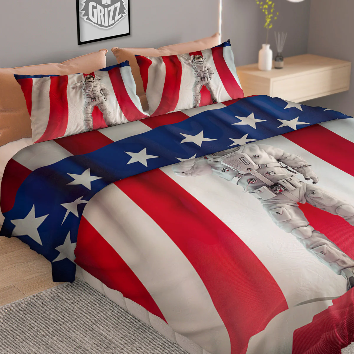 American Astronaut Print Duvet Cover Bedding Set - Image 2