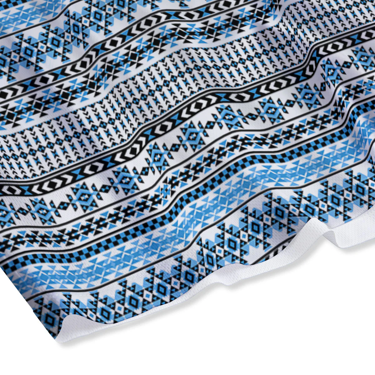 American Aztec Blue Native Print Pattern Mesh Shorts - Image 4