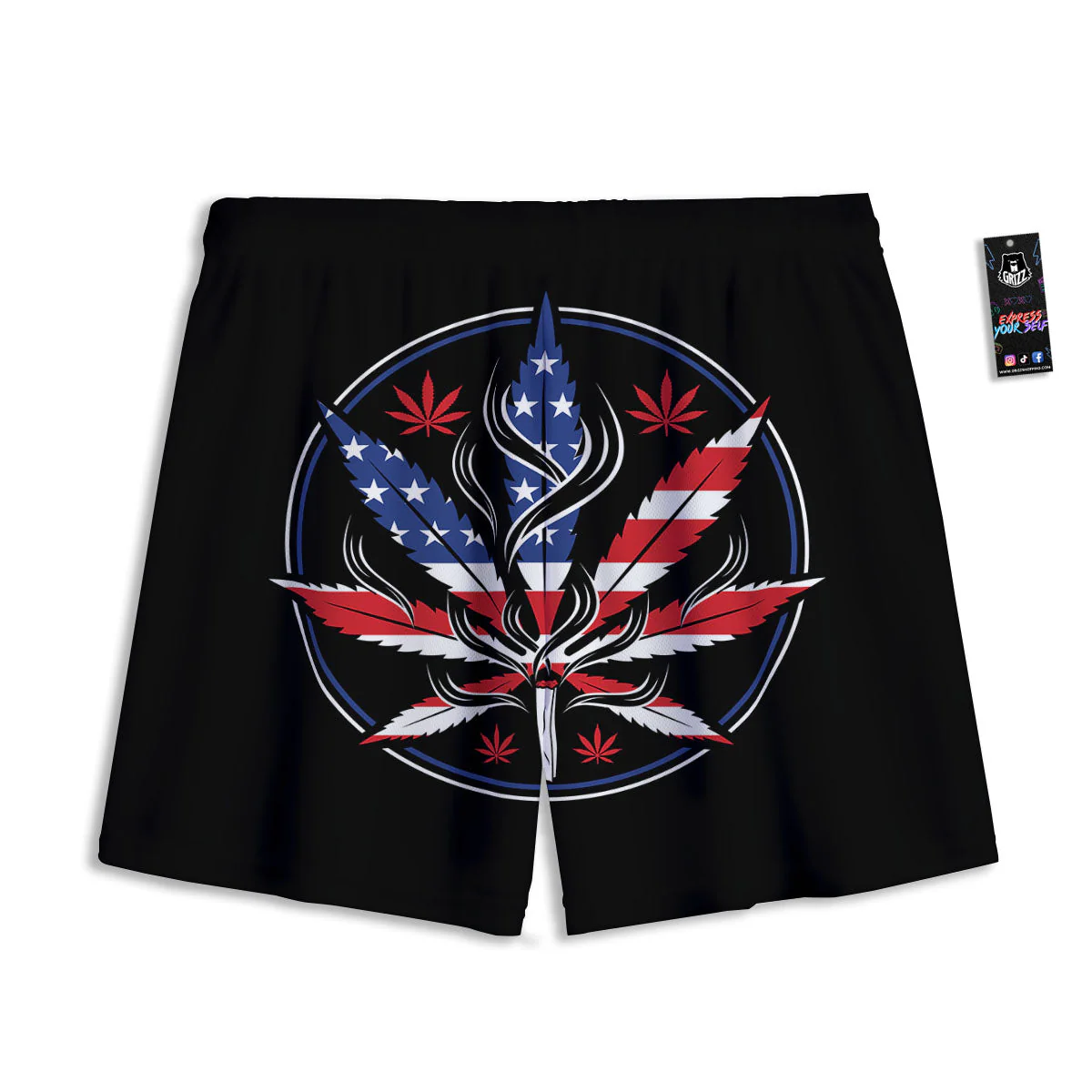 American Cannabis Leaf Flag Print Mesh Shorts - Image 2