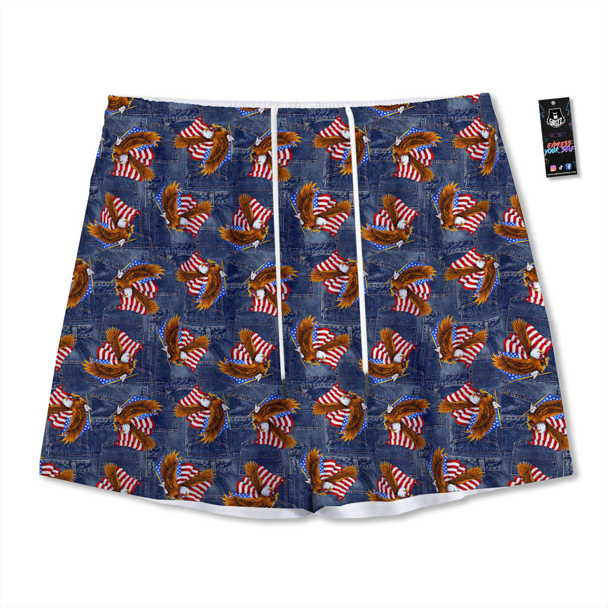 American Eagle Denim Print Pattern Mesh Shorts