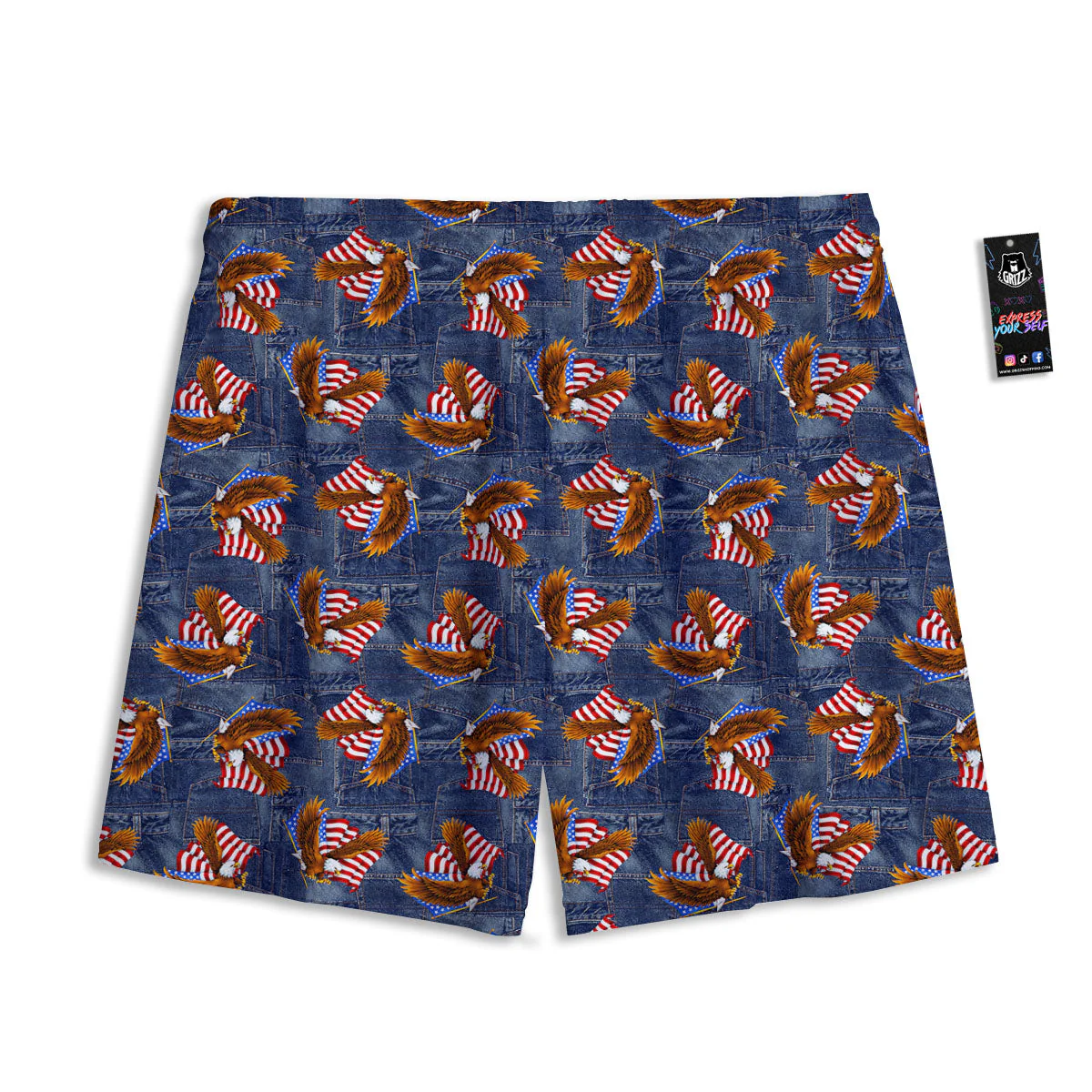American Eagle Denim Print Pattern Mesh Shorts - Image 2