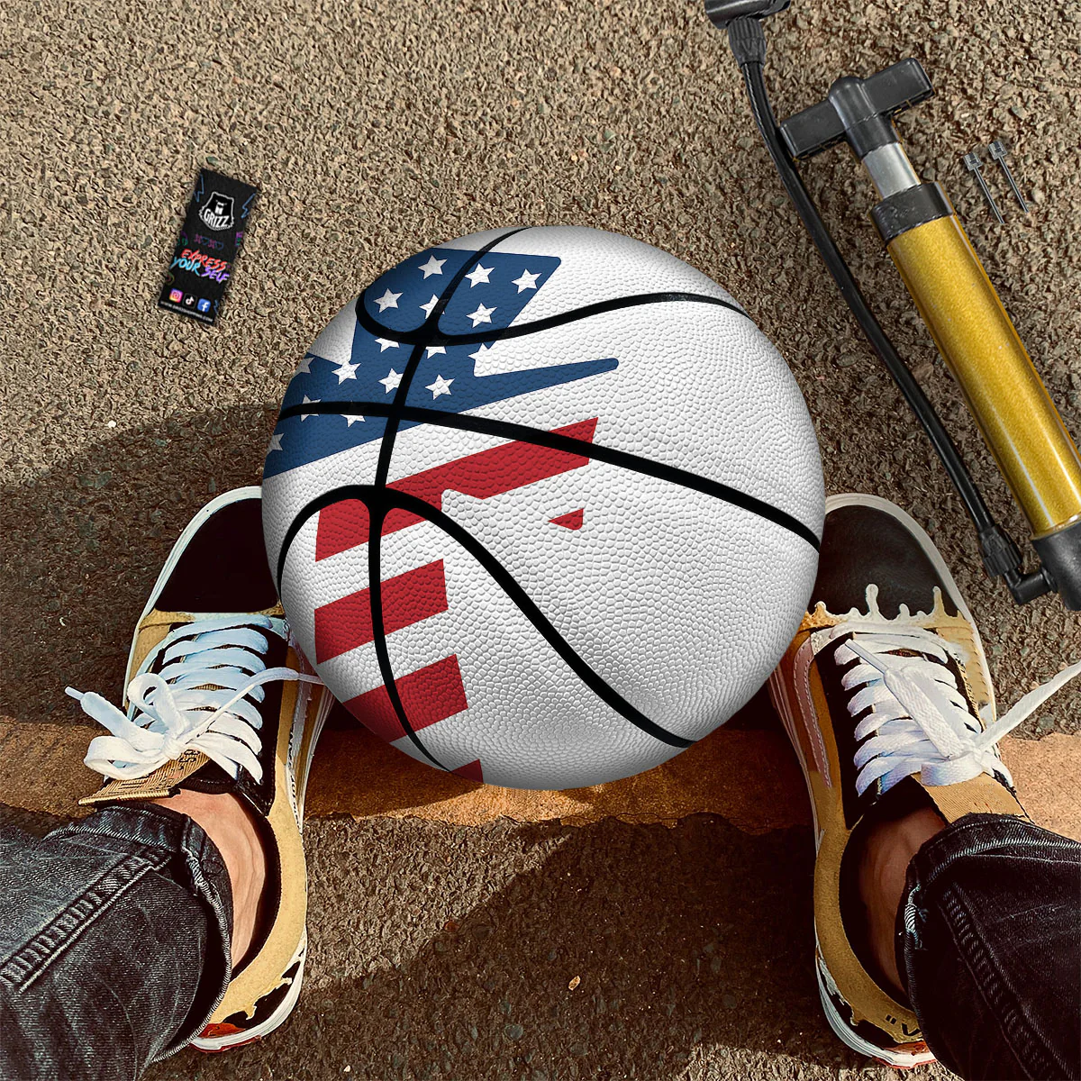American Flag Christian Cross Print Basketball - Image 2