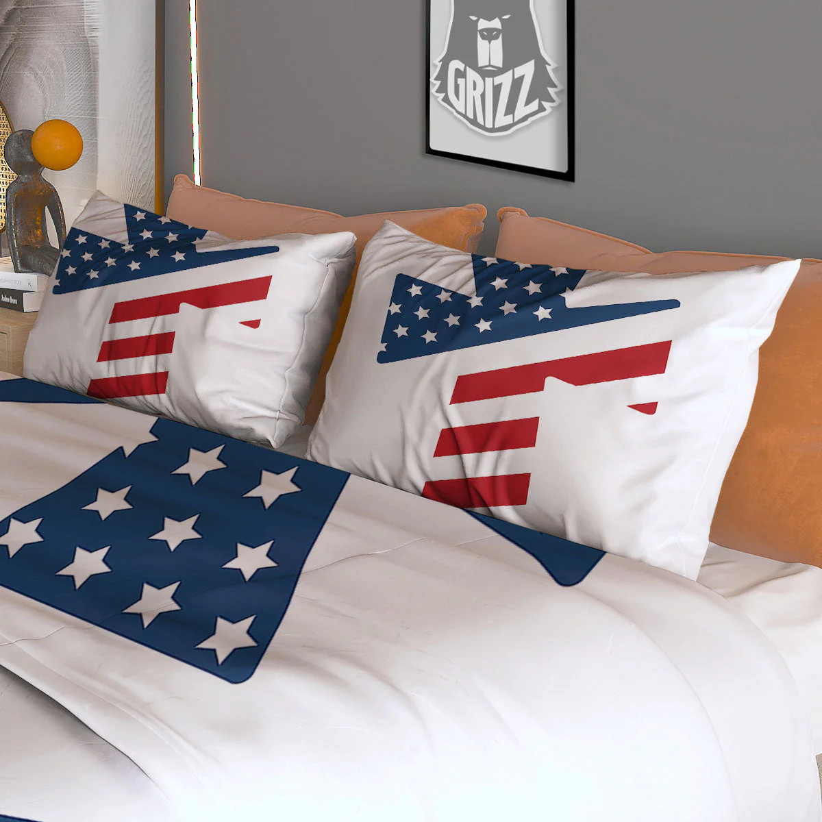 American Flag Christian Cross Print Duvet Cover Bedding Set - Image 3