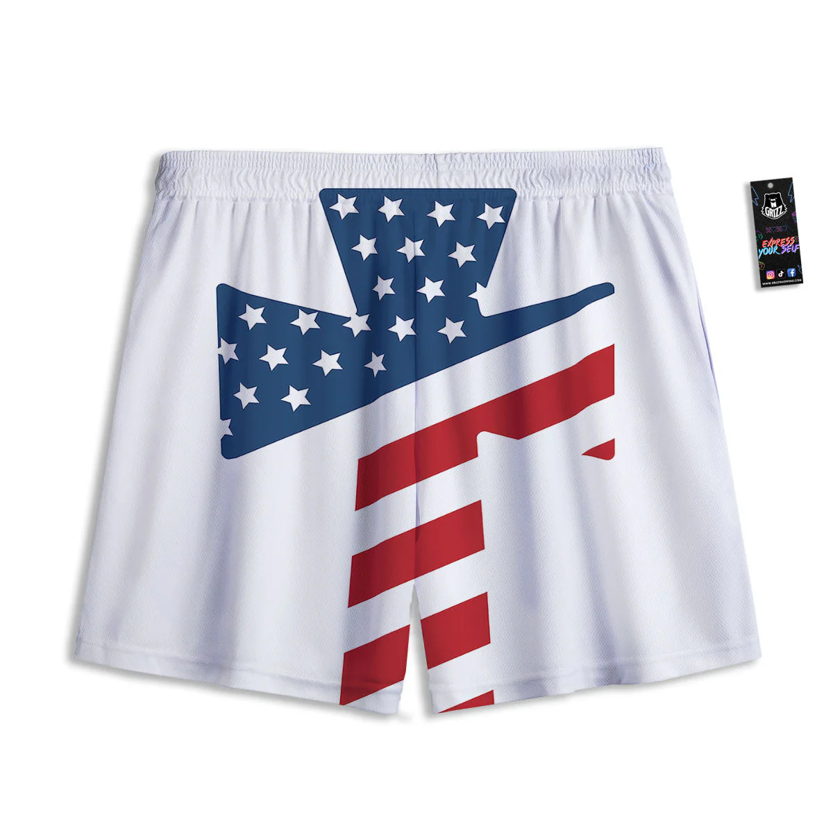 American Flag Christian Cross Print Mesh Shorts - Image 2