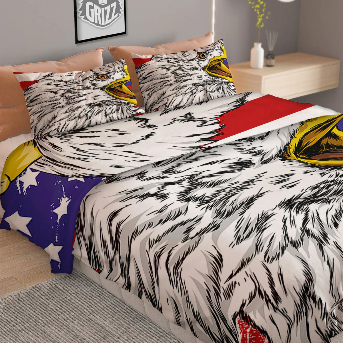American Flag Eagle Print Duvet Cover Bedding Set - Image 2
