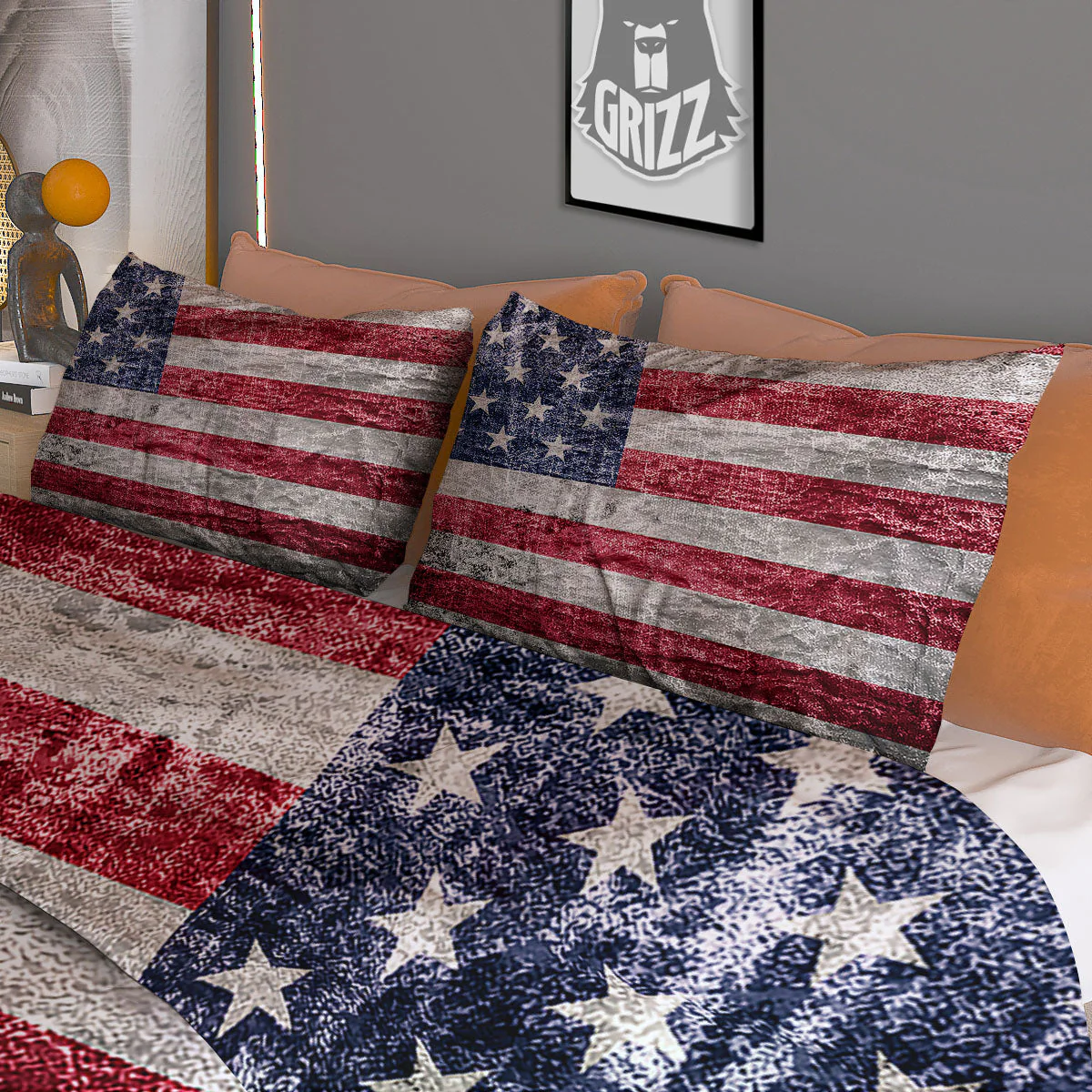 American Flag Grunge Print Duvet Cover Bedding Set - Image 3