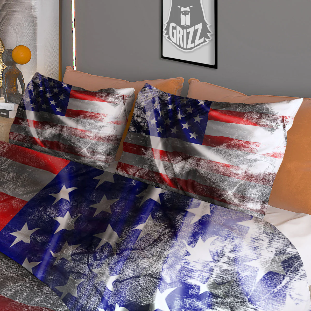 American Flag Grunge Ripped Paper Print Duvet Cover Bedding Set - Image 3