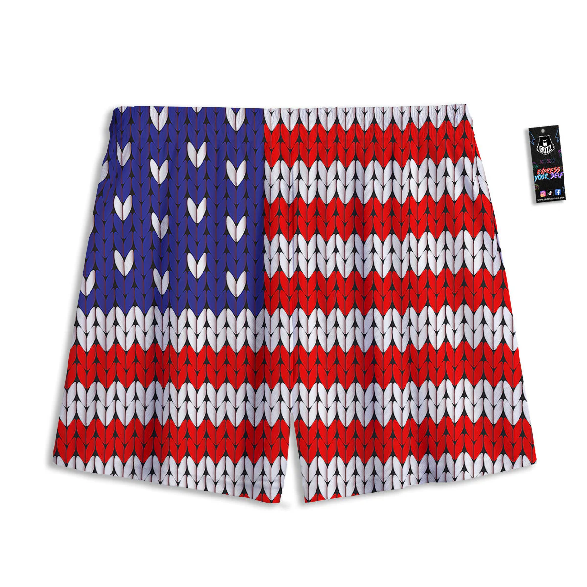 American Flag Knitted Print Mesh Shorts - Image 2