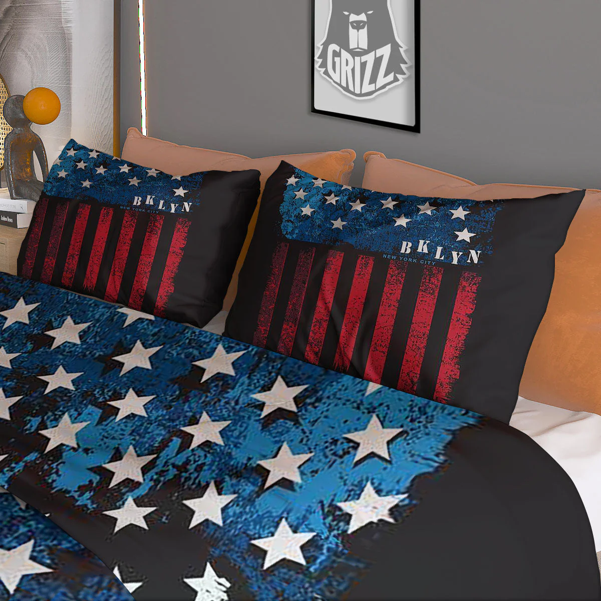 American Flag Vintage Print Duvet Cover Bedding Set - Image 3