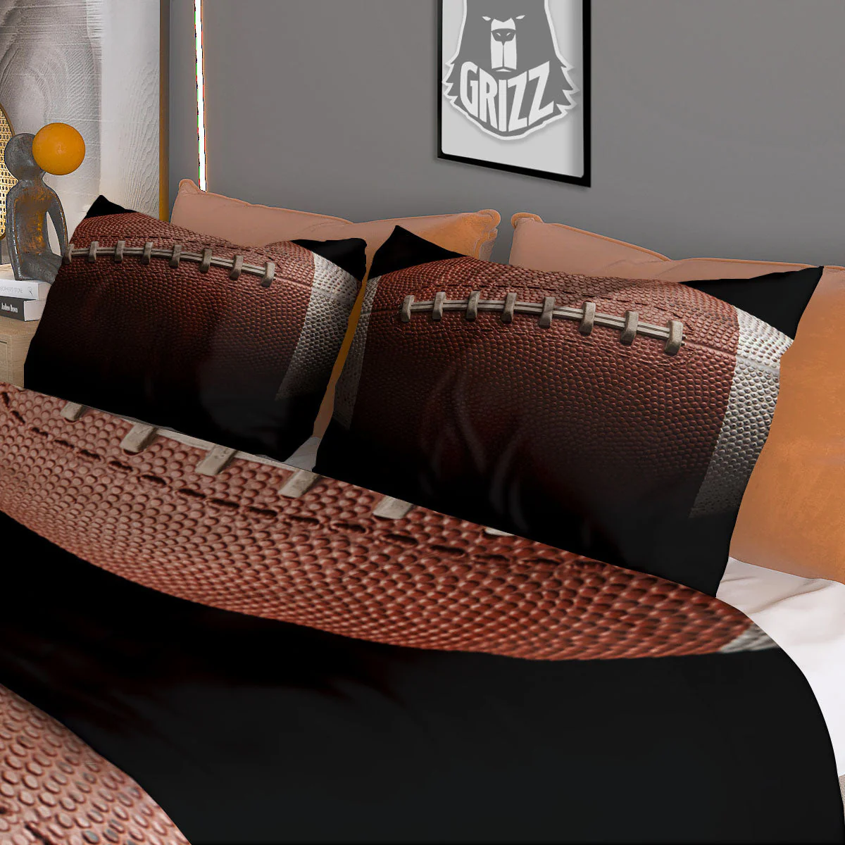 American Football Print Ball Duvet Cover Bedding Set - Image 3