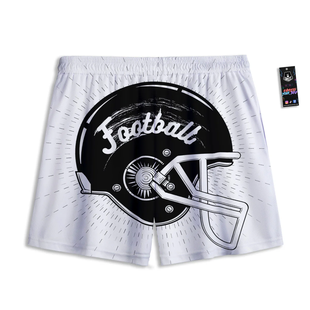 American Football White And Black Print Mesh Shorts - Image 2