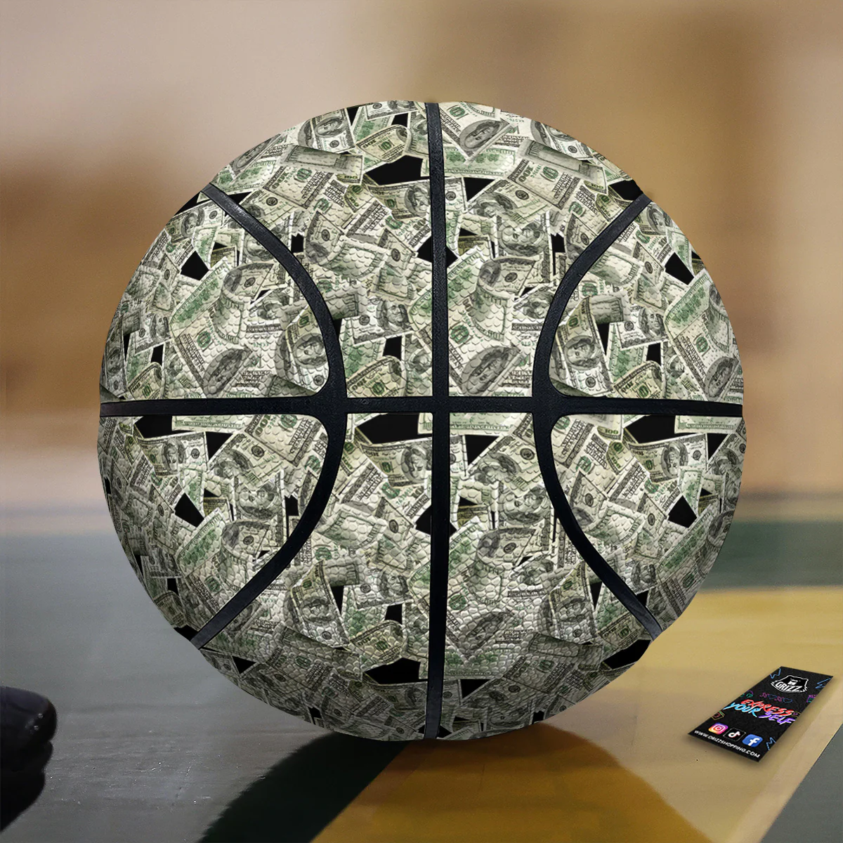 American Money US Dollars Print Pattern Basketball