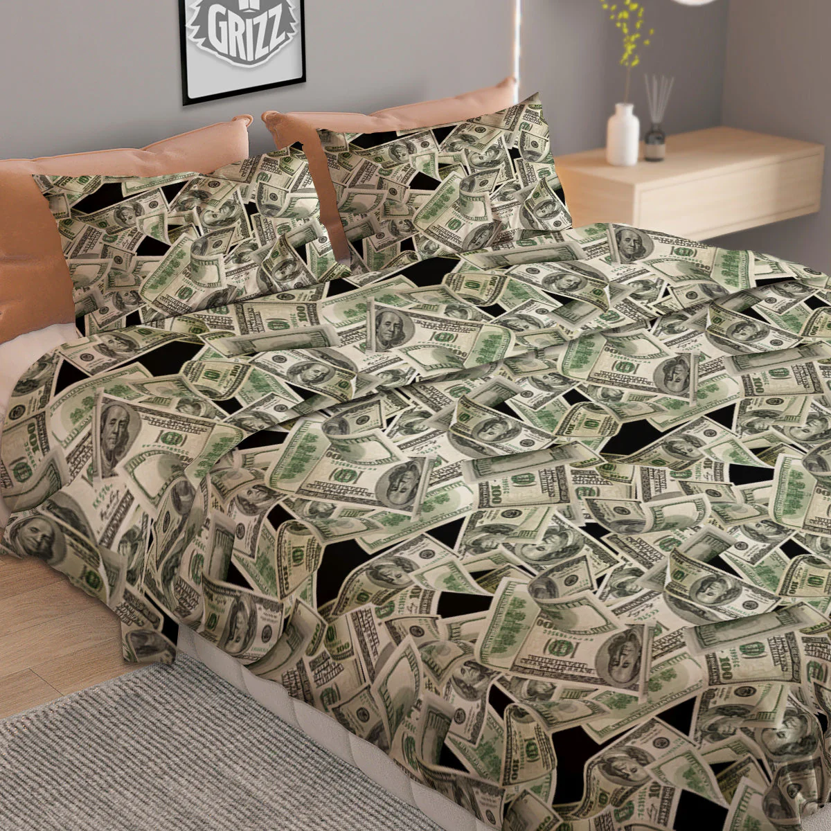 American Money US Dollars Print Pattern Duvet Cover Bedding Set - Image 2