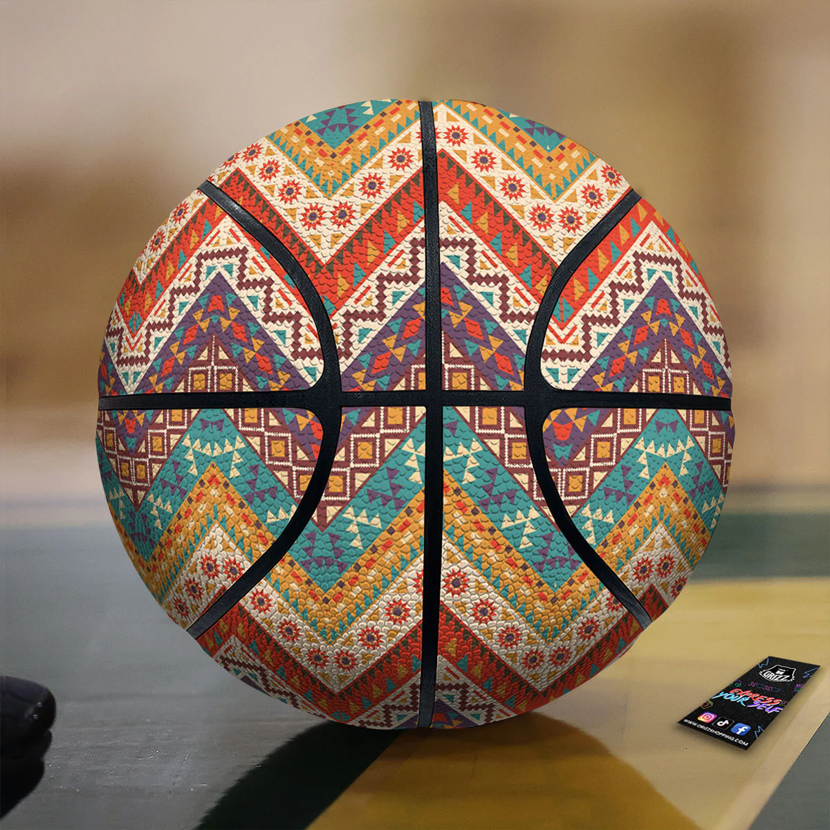American Native Tribal Chevron Print Basketball