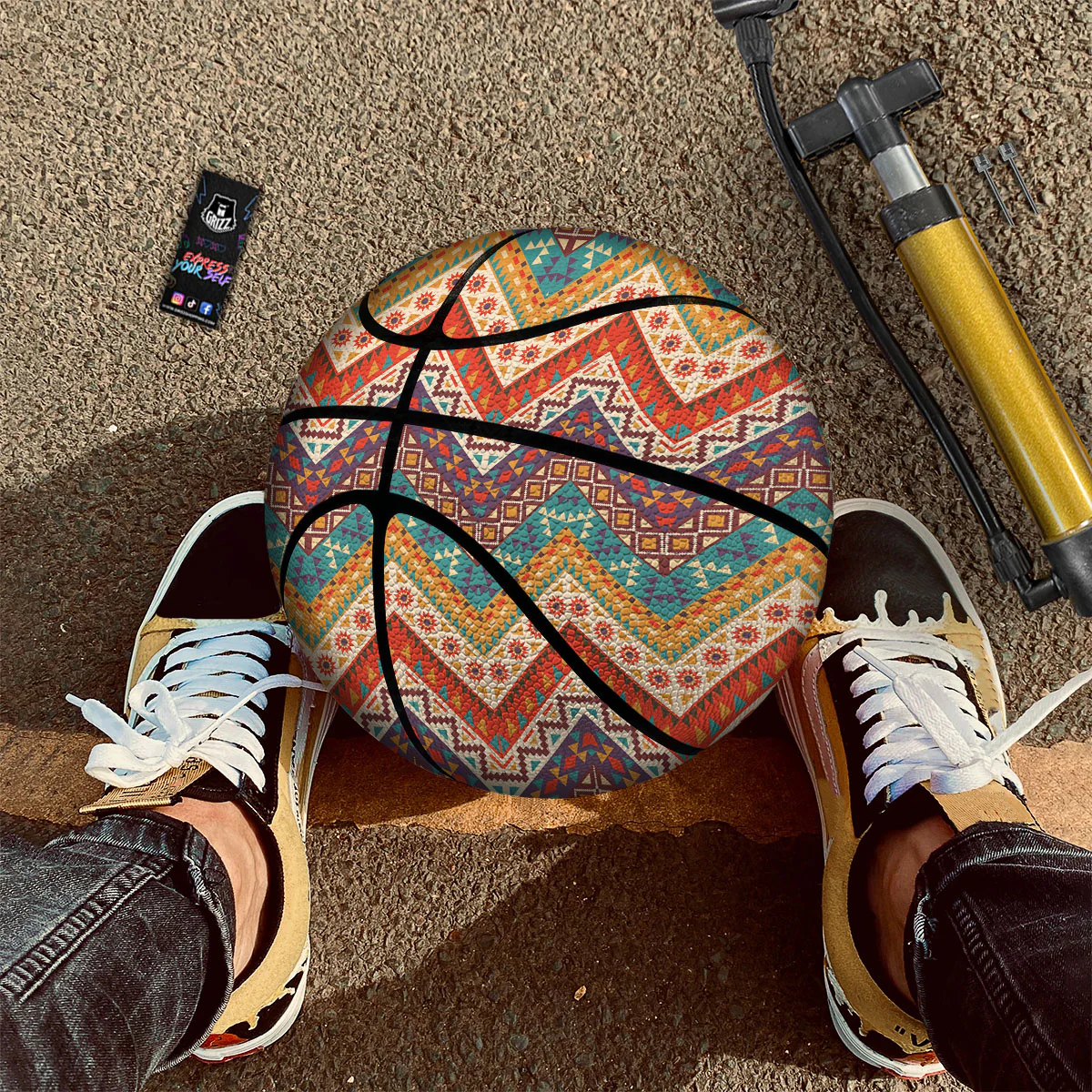 American Native Tribal Chevron Print Basketball - Image 2