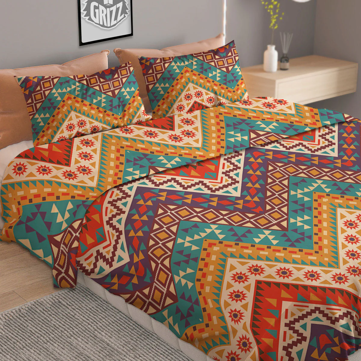 American Native Tribal Chevron Print Duvet Cover Bedding Set - Image 2