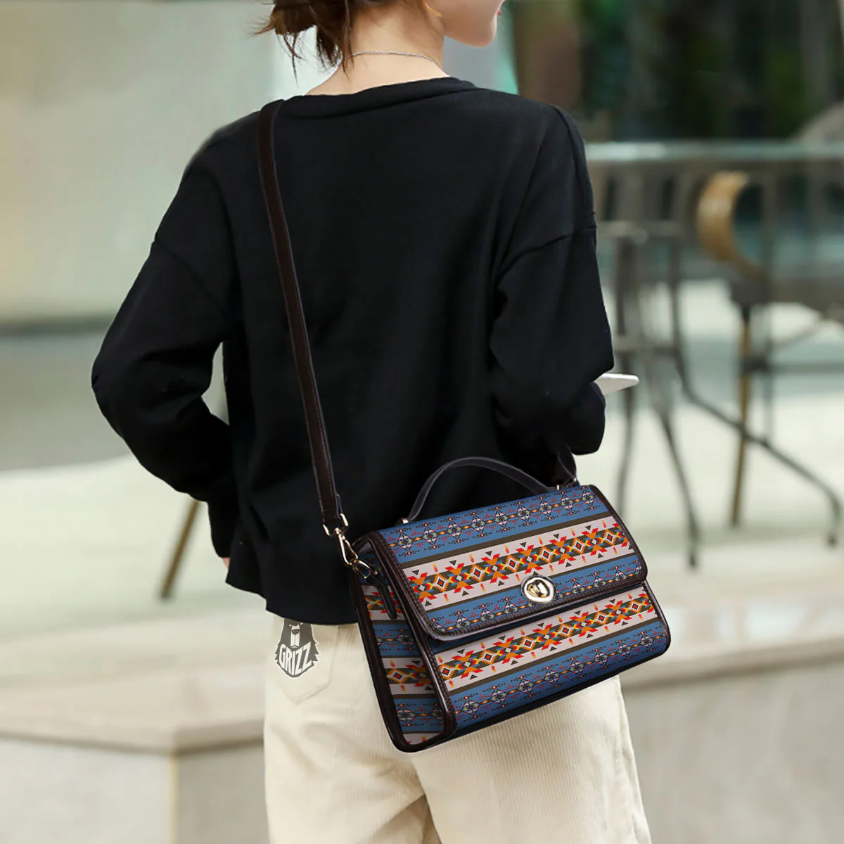 American Native Tribal Navajo Print Women's Satchel Bag - Image 3