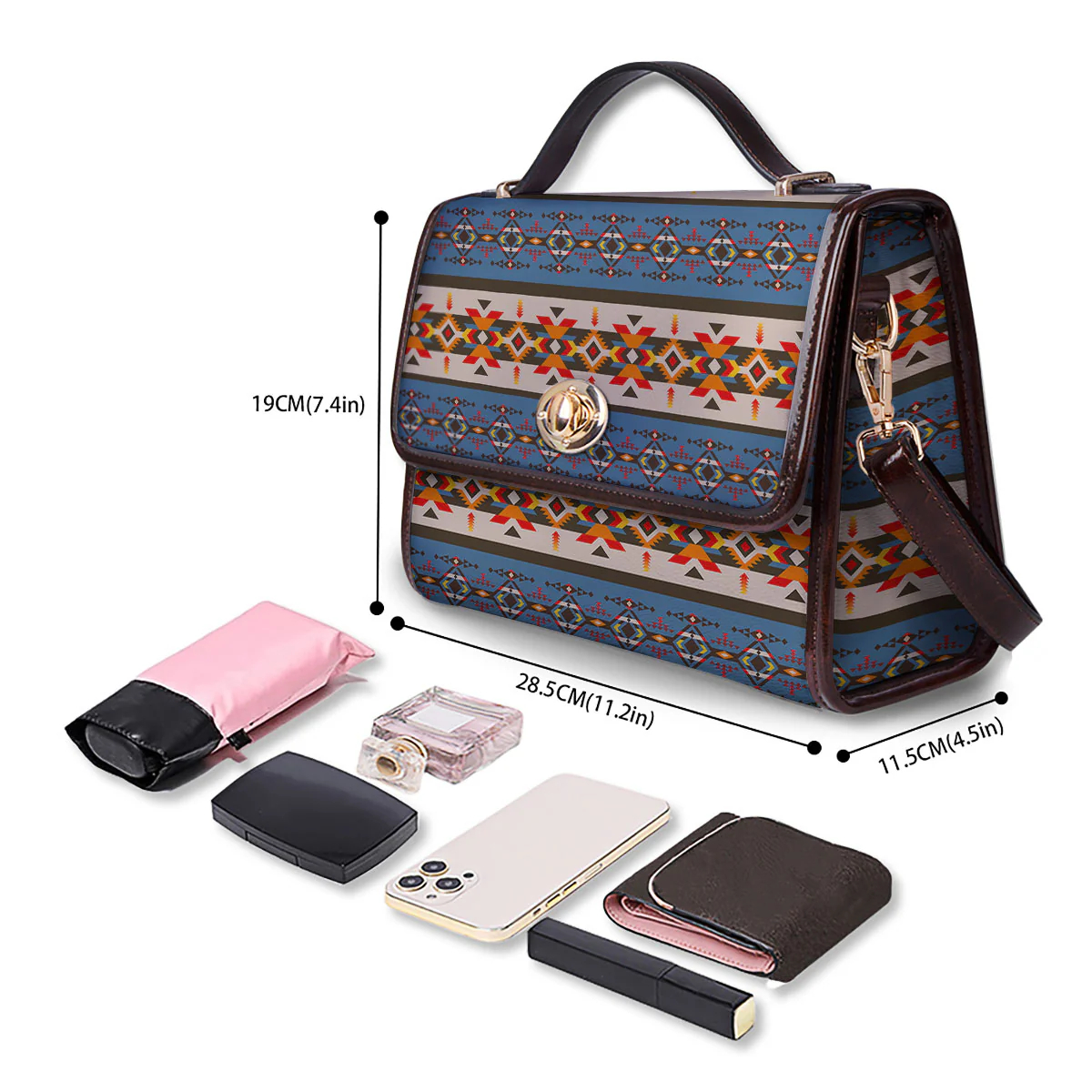 American Native Tribal Navajo Print Women's Satchel Bag - Image 4