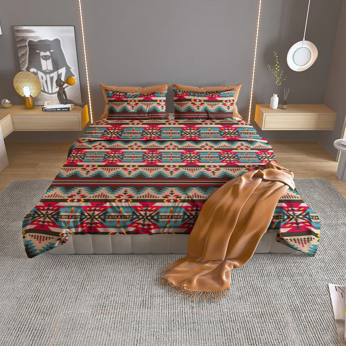 American Native Tribal Print Pattern Duvet Cover Bedding Set