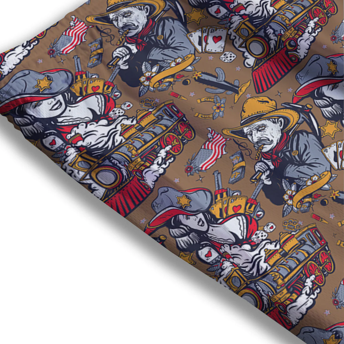 American Old West History Print Pattern Mesh Shorts - Image 3