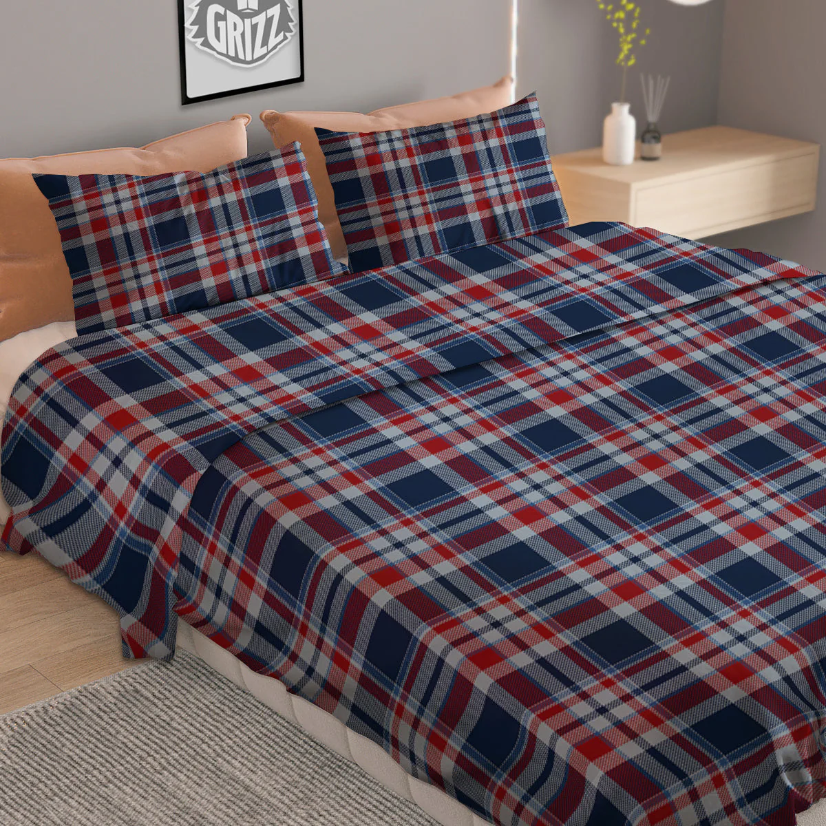 American Plaid Print Pattern Duvet Cover Bedding Set - Image 2