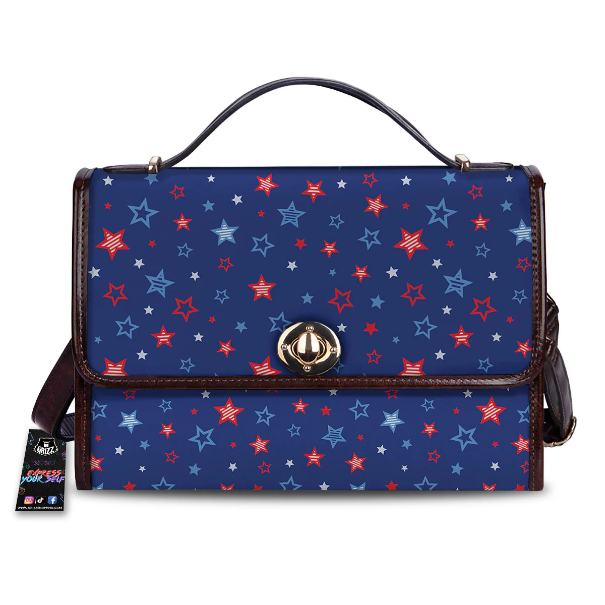 American Star Blue And Red Print Pattern Women's Satchel Bag