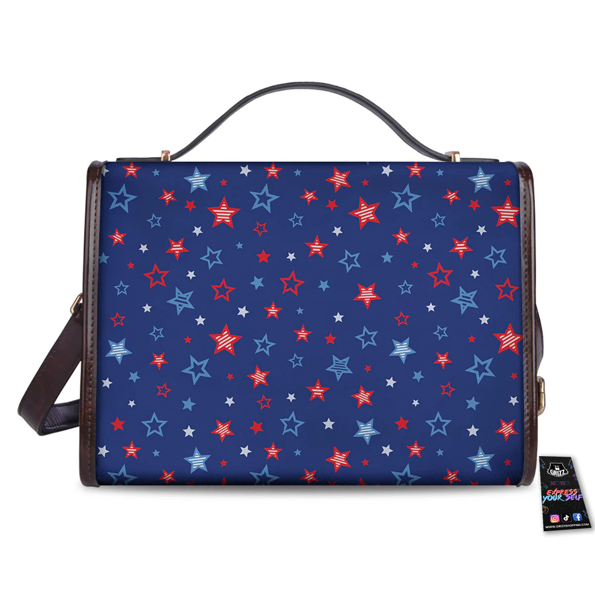 American Star Blue And Red Print Pattern Women's Satchel Bag - Image 2