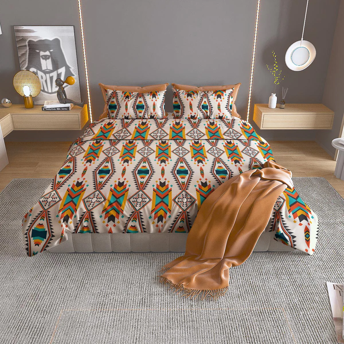American Tribal Native Print Pattern Duvet Cover Bedding Set
