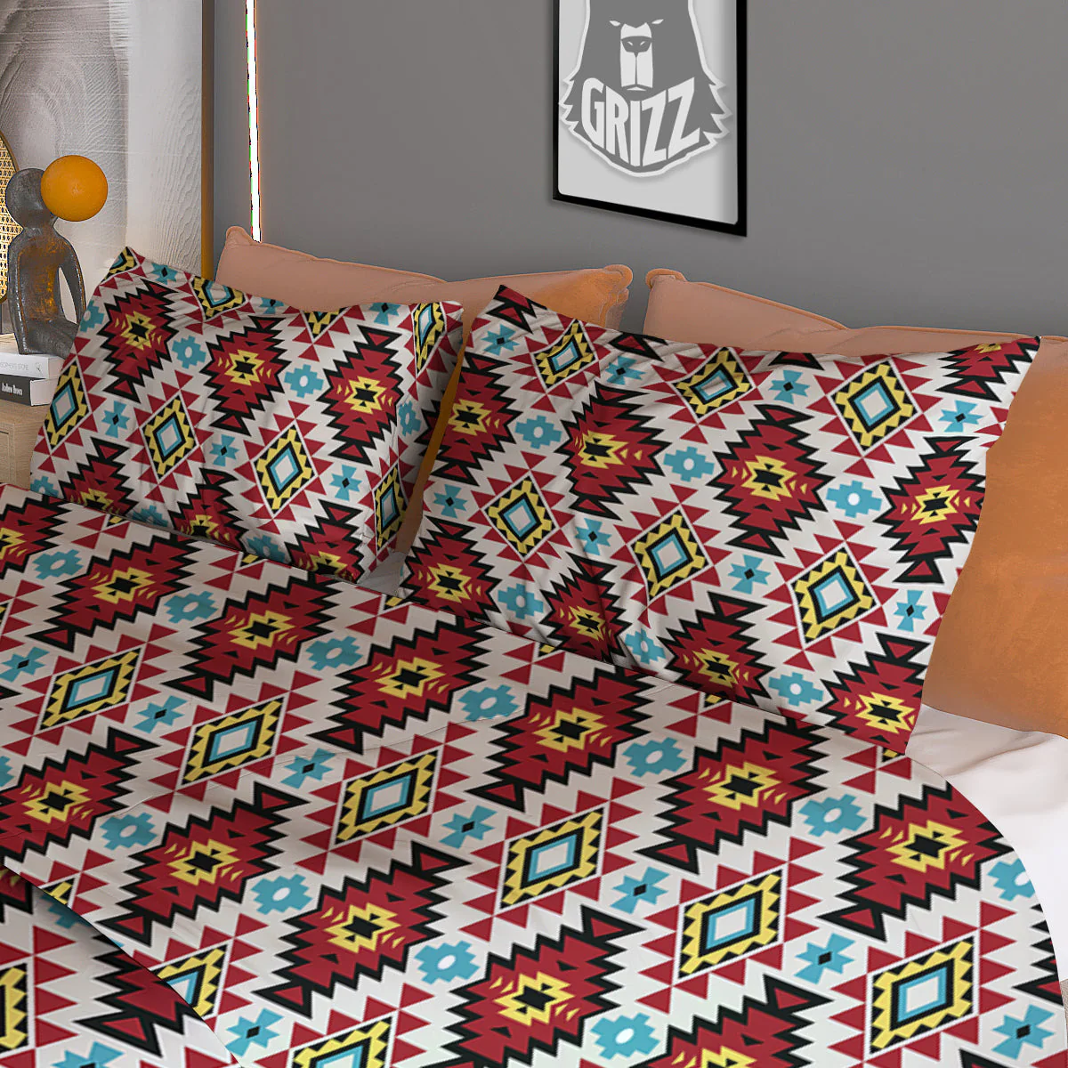 American Turquoise Native Print Pattern Duvet Cover Bedding Set - Image 3