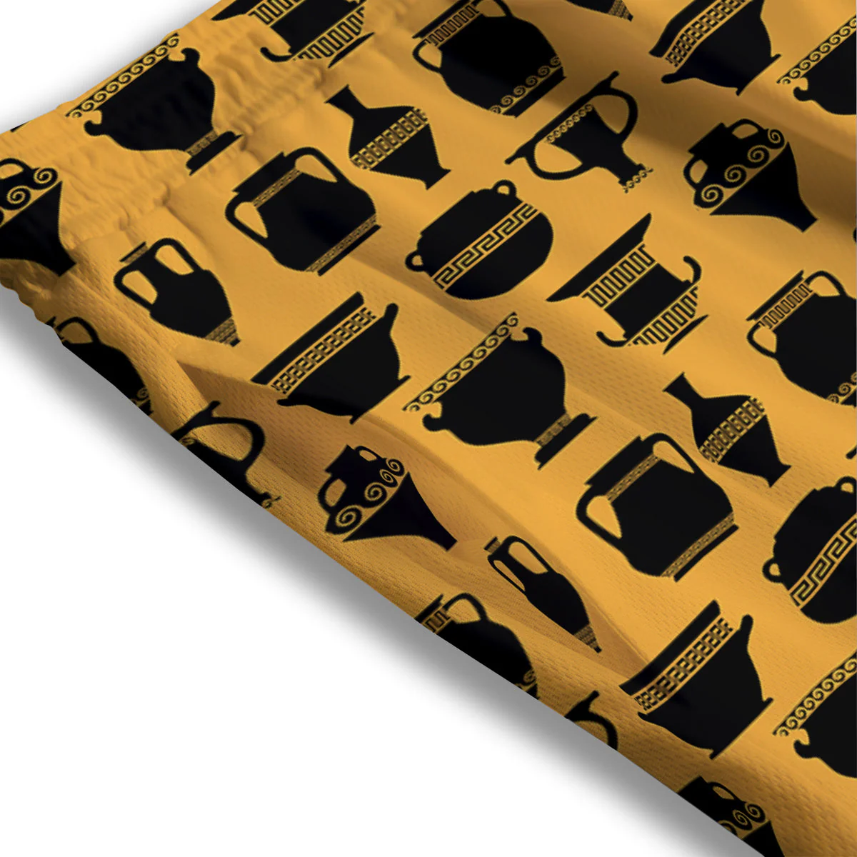 Amphora Black And Yellow Print Pattern Mesh Shorts - Image 3