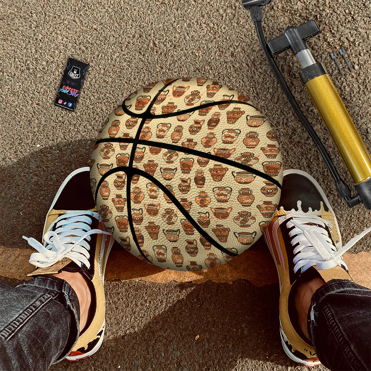 Amphora Greek Vintage Print Pattern Basketball - Image 2