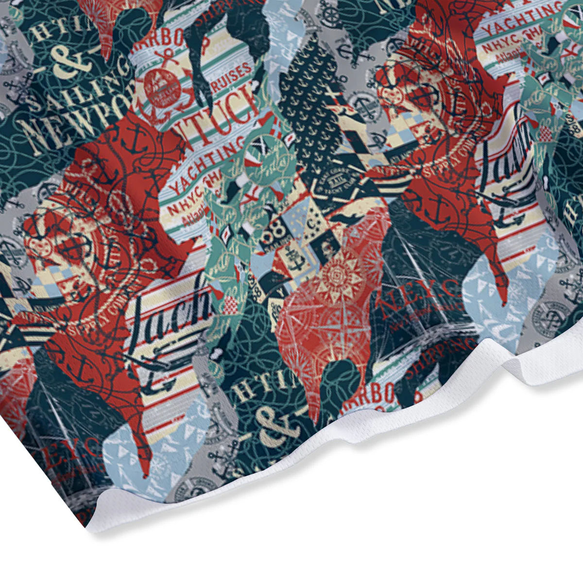 Anchor Abstract Nautical Print Pattern Mesh Shorts - Image 4