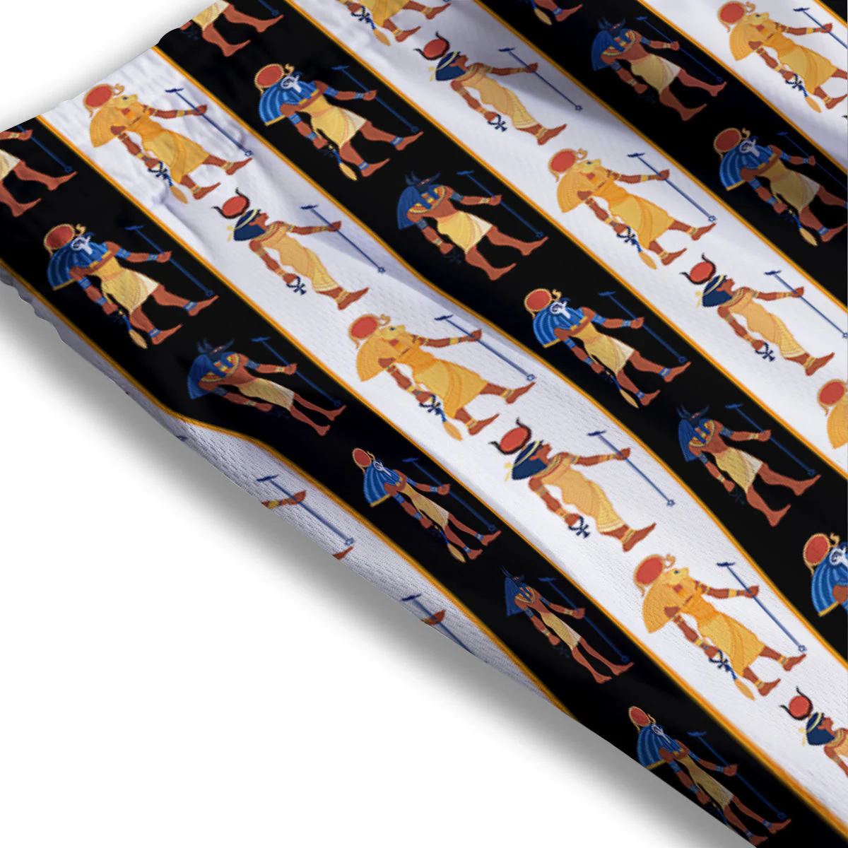Ancient Egypt Stripe Print Pattern Mesh Shorts - Image 3
