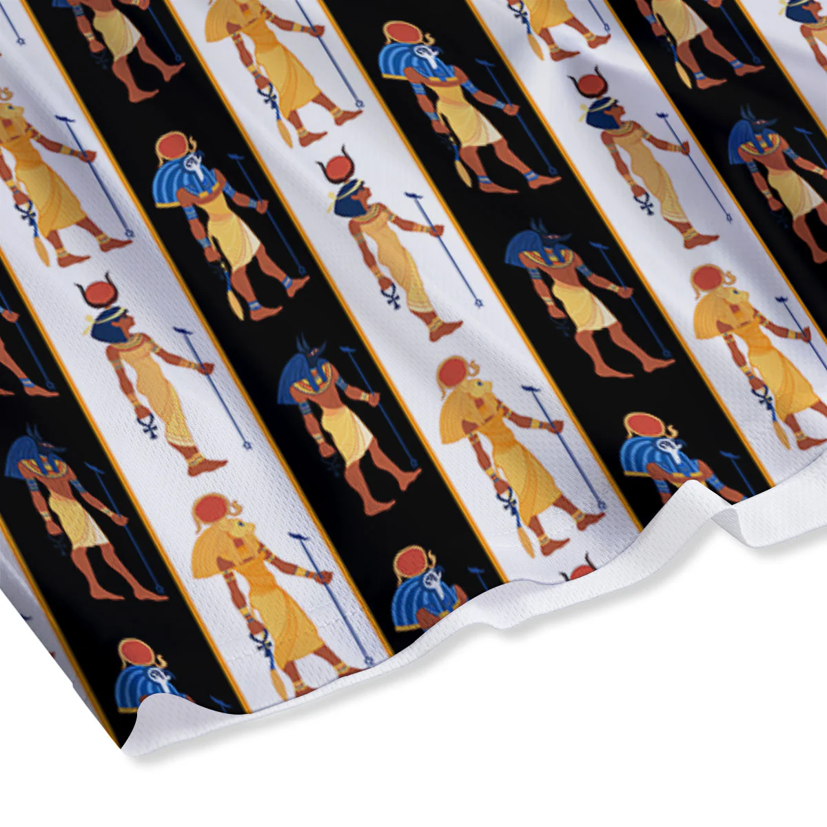 Ancient Egypt Stripe Print Pattern Mesh Shorts - Image 4