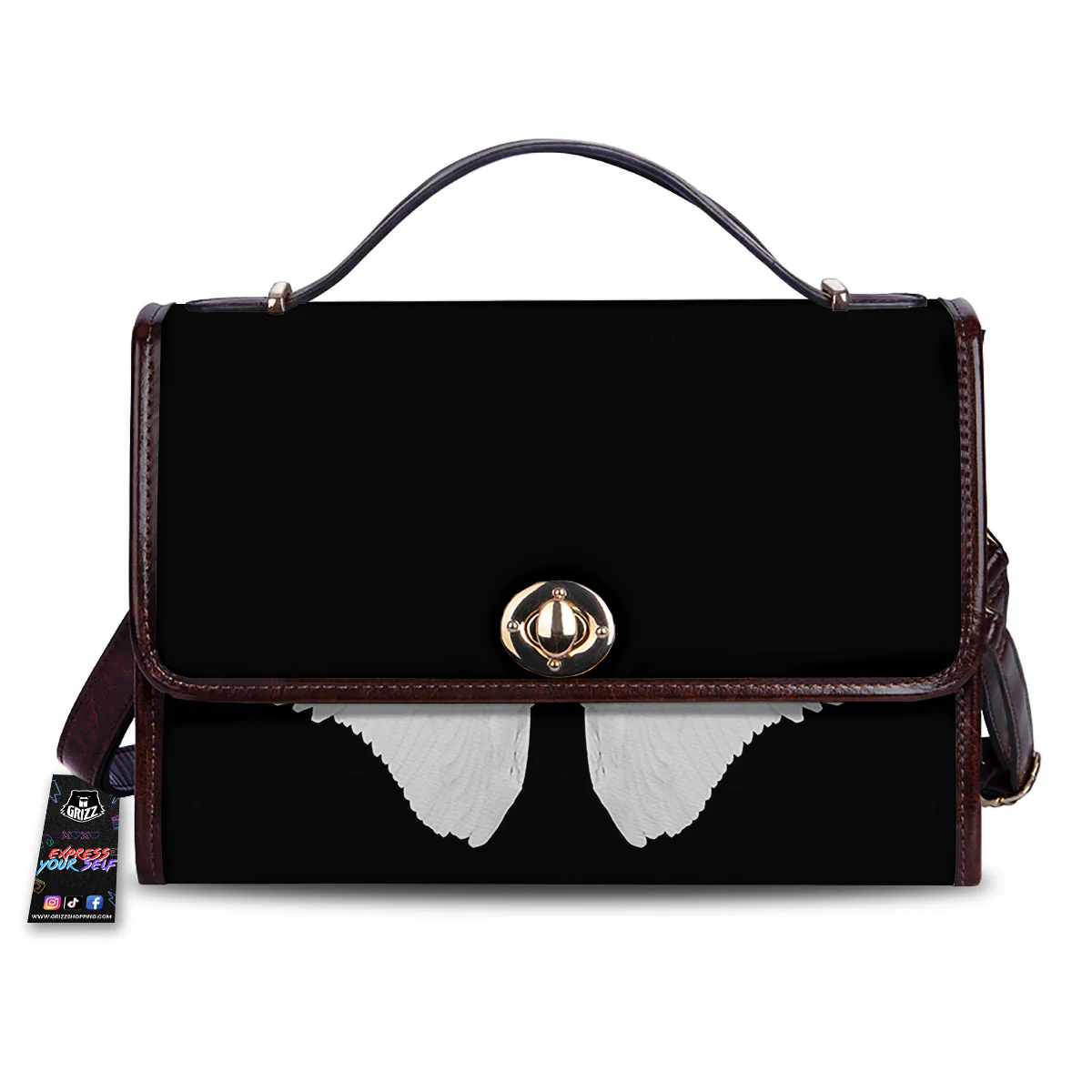 Angel Wings White Print Women's Satchel Bag