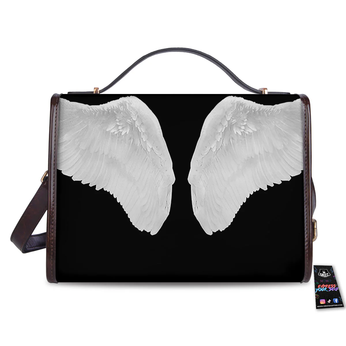 Angel Wings White Print Women's Satchel Bag - Image 2