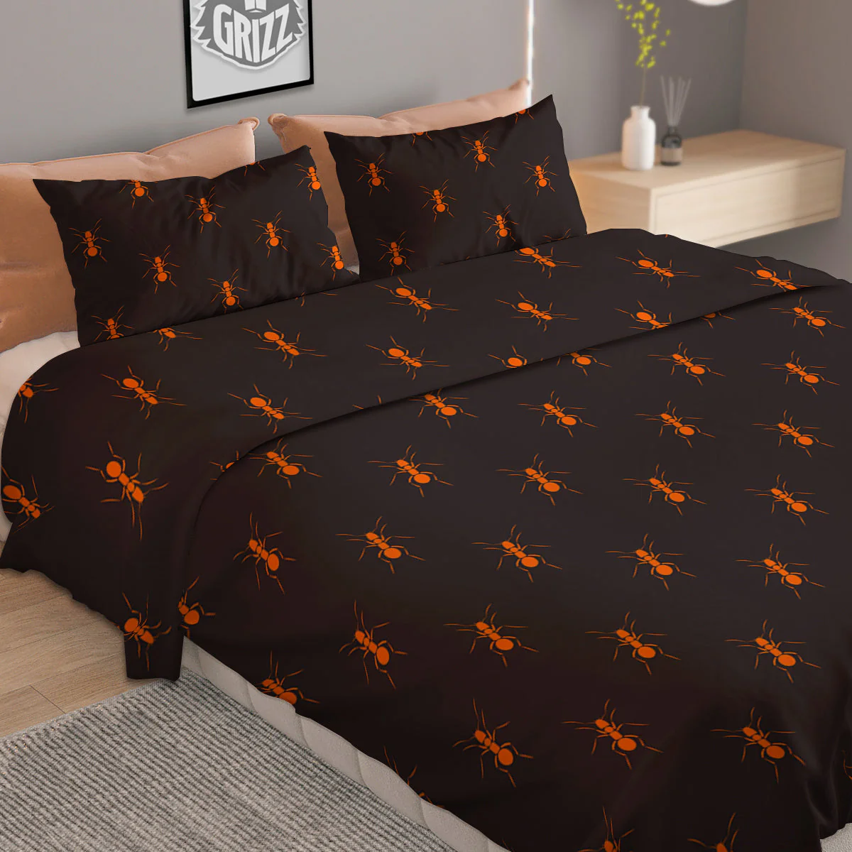 Ant Orange Print Pattern Duvet Cover Bedding Set - Image 2
