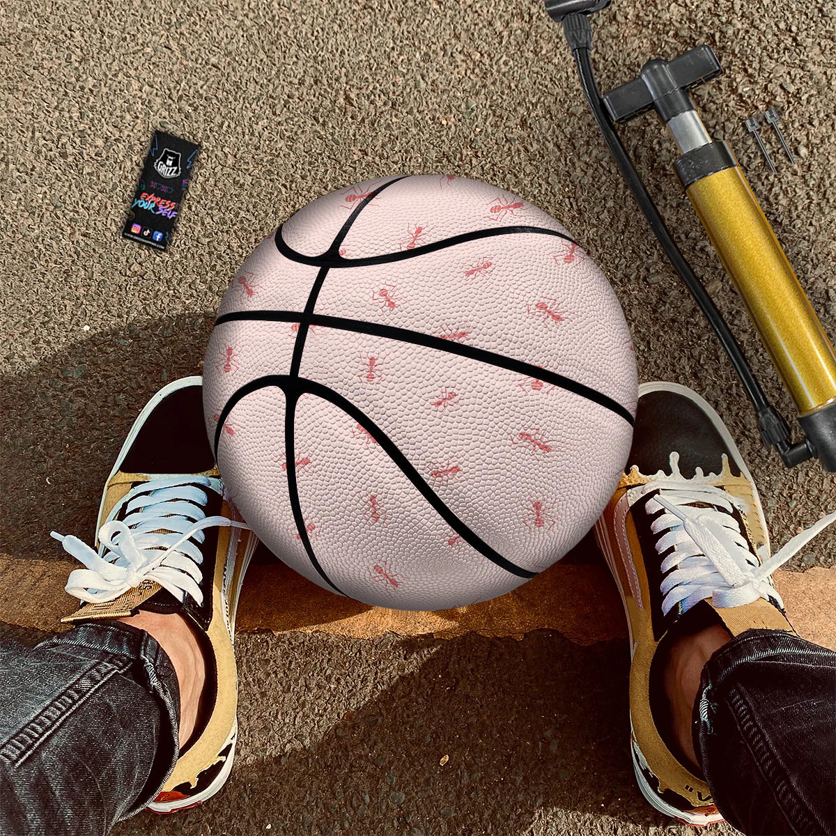Ant Red Pink Print Pattern Basketball - Image 2