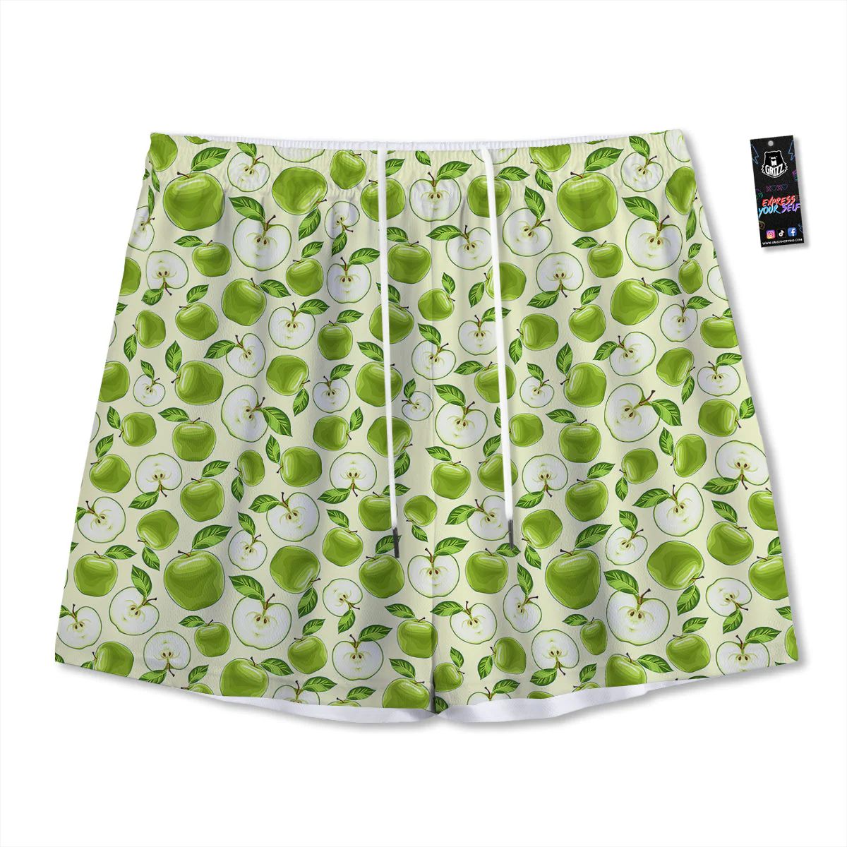 Apple Print Pattern Mesh Shorts
