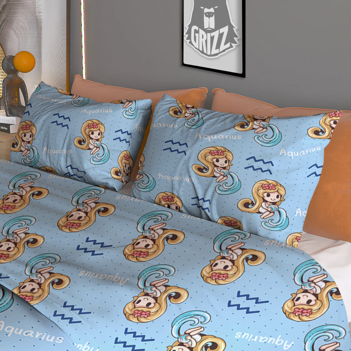 Aquarius Cute Cartoon Print Pattern Duvet Cover Bedding Set - Image 3