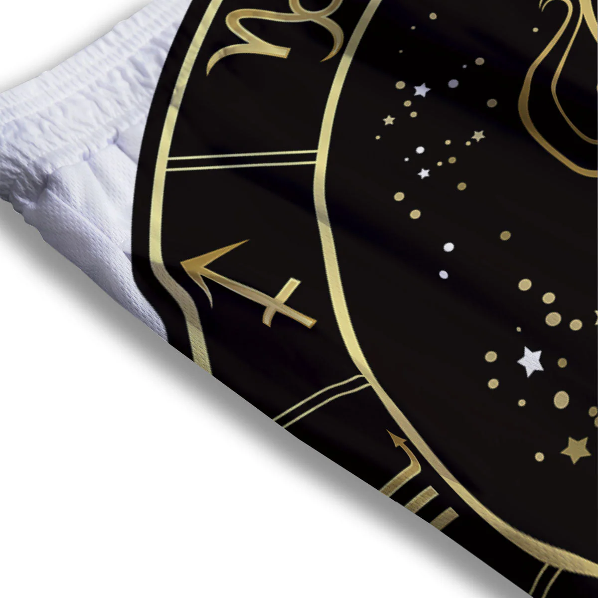 Aquarius Sign Black And Gold Print Mesh Shorts - Image 3