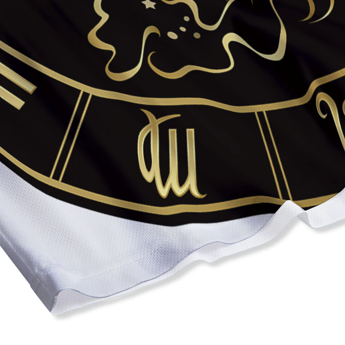 Aquarius Sign Black And Gold Print Mesh Shorts - Image 4
