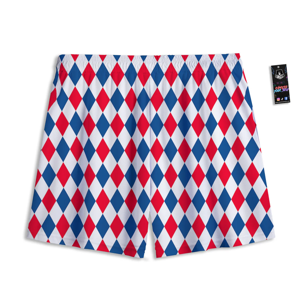 Argyle American Print Pattern Mesh Shorts - Image 2