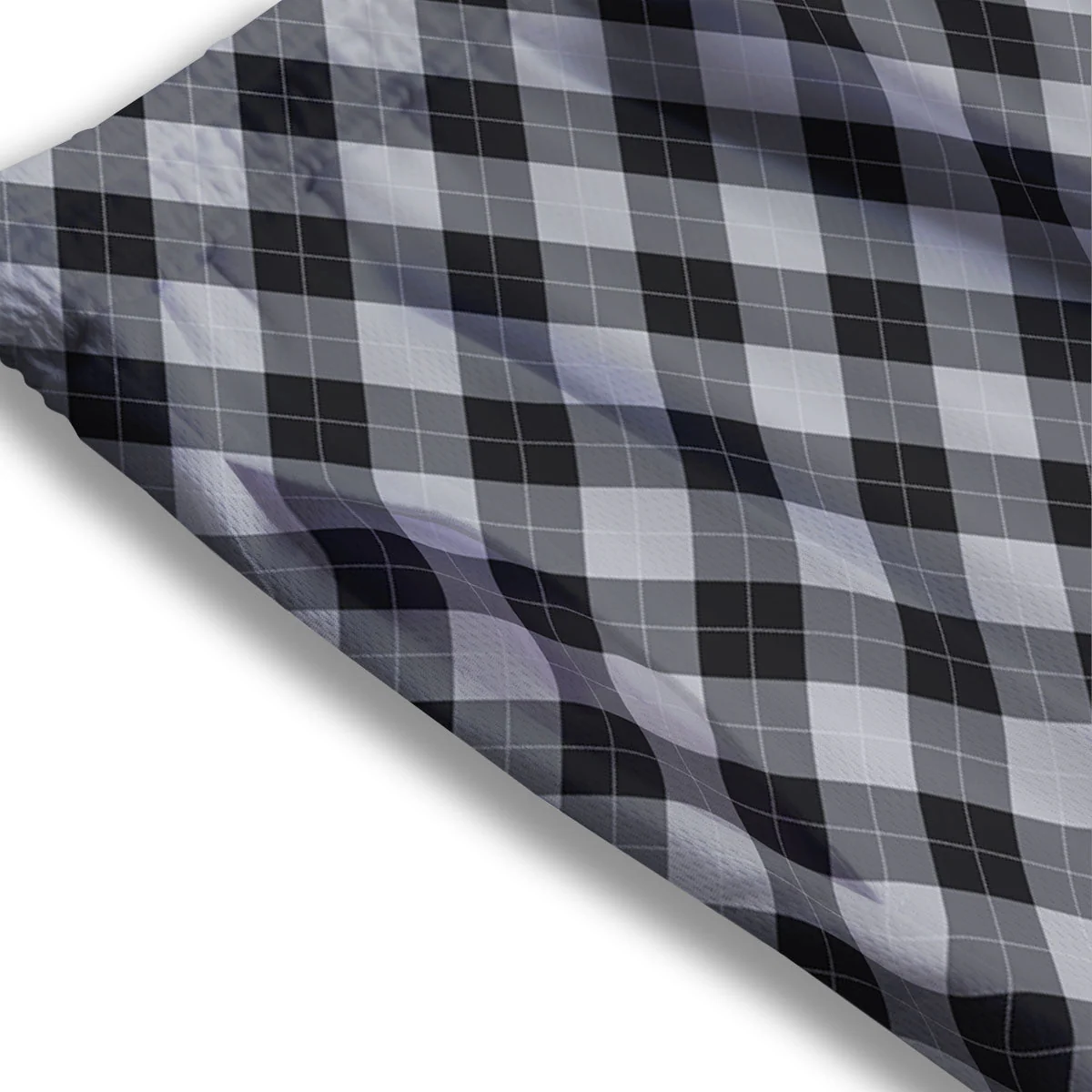 Argyle Black And Grey Print Pattern Mesh Shorts - Image 3