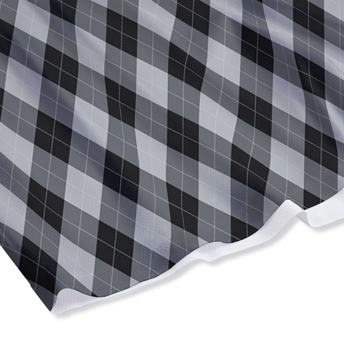 Argyle Black And Grey Print Pattern Mesh Shorts - Image 4