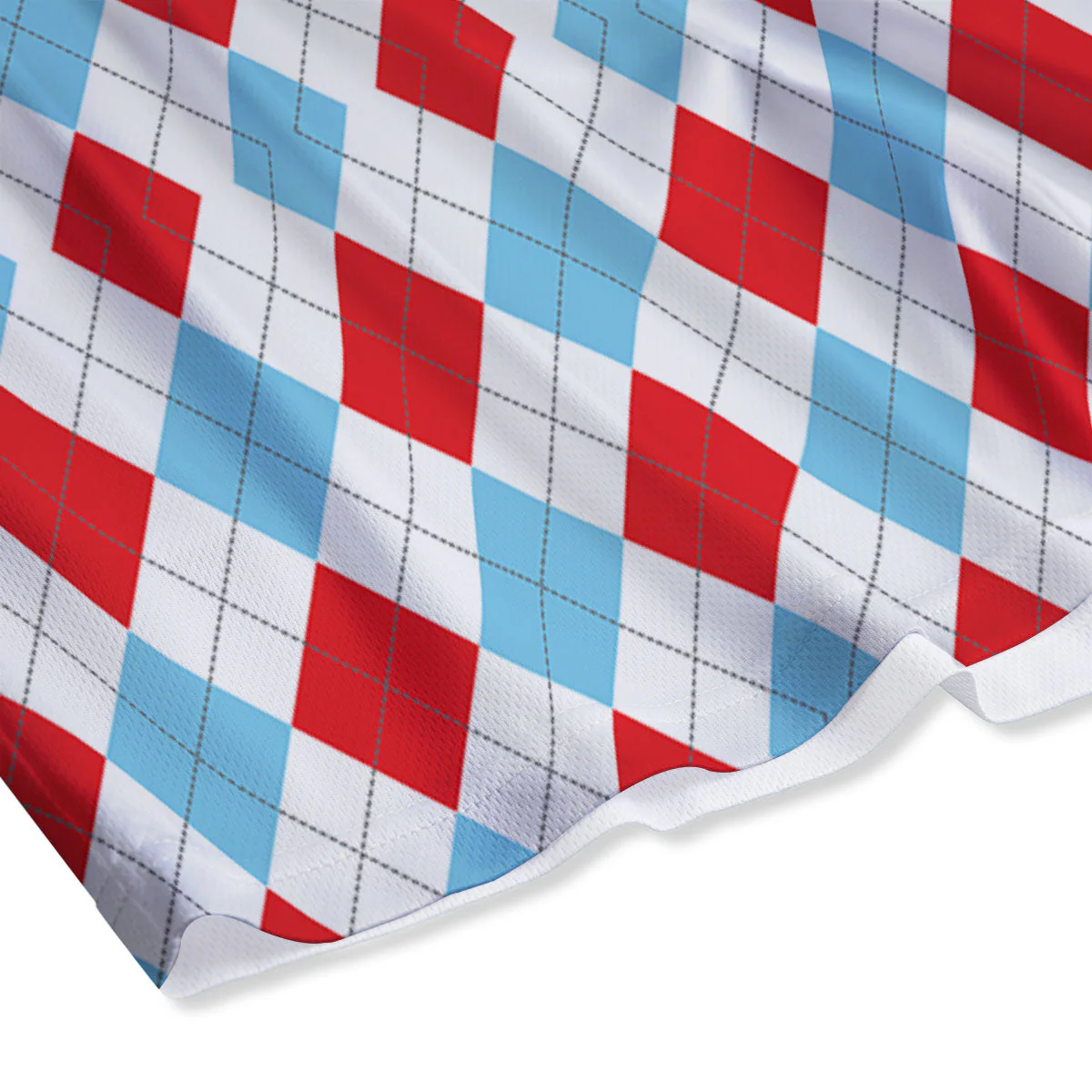 Argyle Blue And Red Print Pattern Mesh Shorts - Image 4