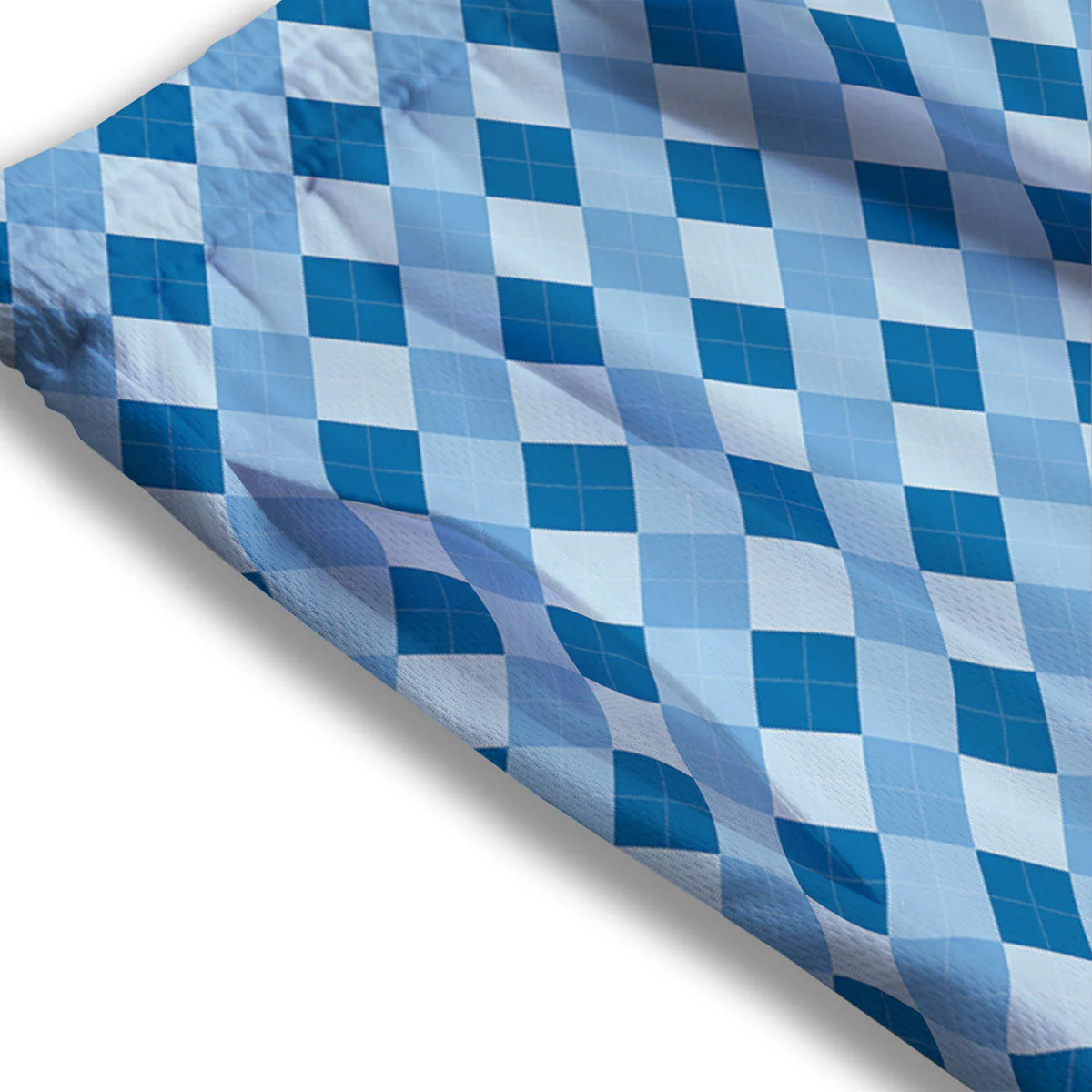 Argyle Blue Print Pattern Mesh Shorts - Image 3