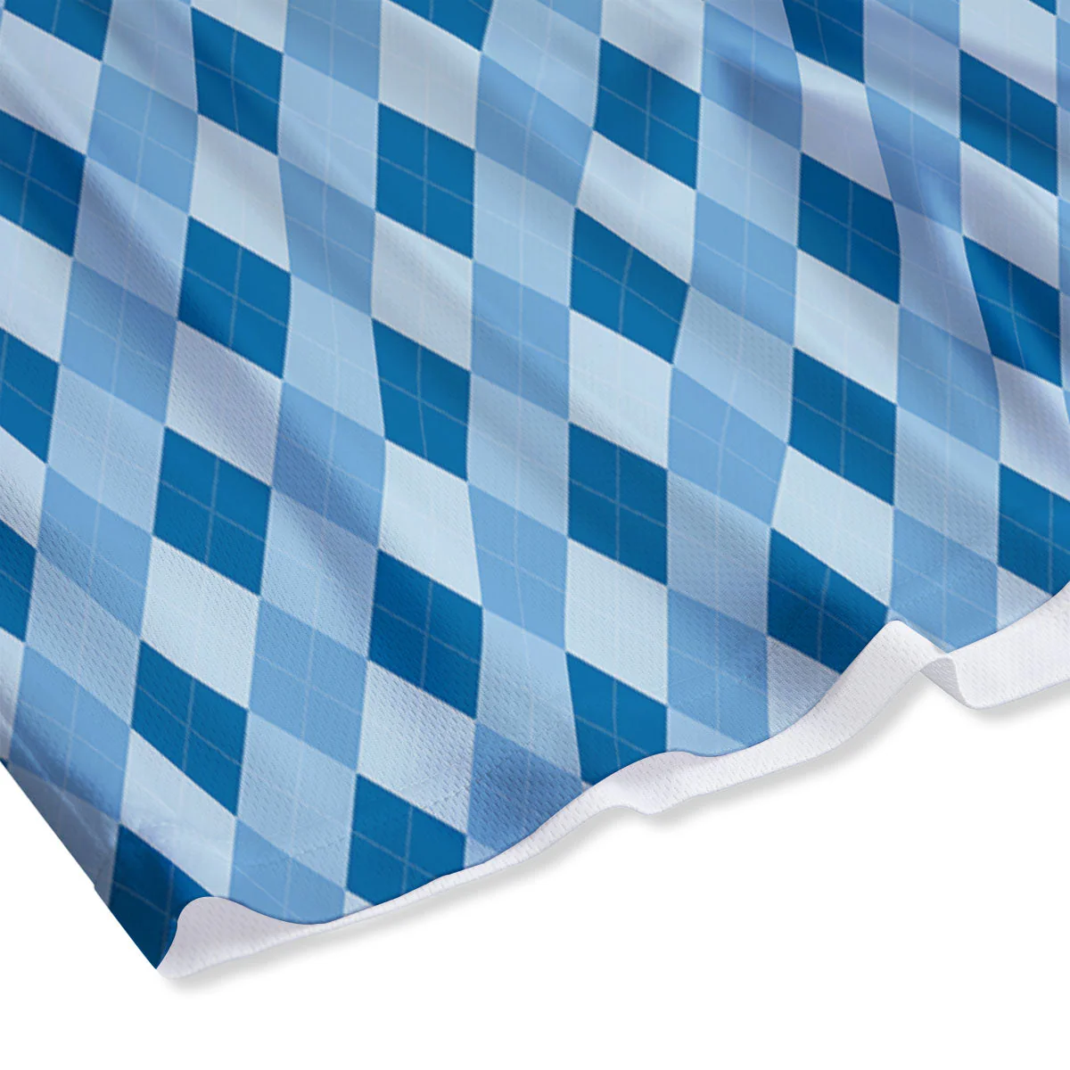 Argyle Blue Print Pattern Mesh Shorts - Image 4
