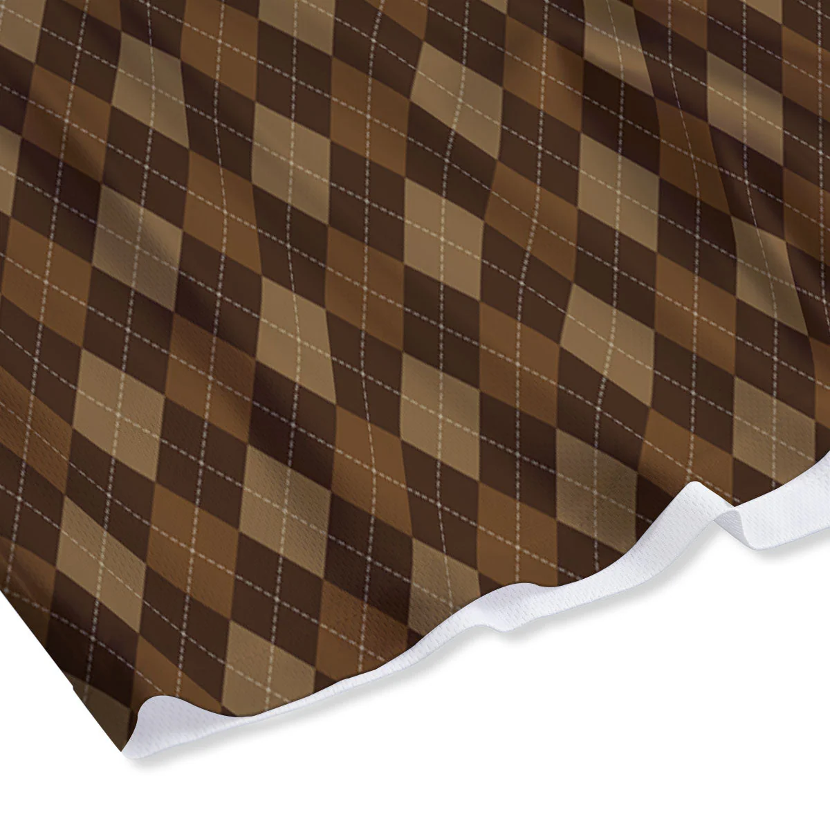 Argyle Brown Print Pattern Mesh Shorts - Image 4